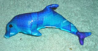 Sand Filled Animals 6 " Metallic Blue & Purple Dolphin Pattern Varies On Each One