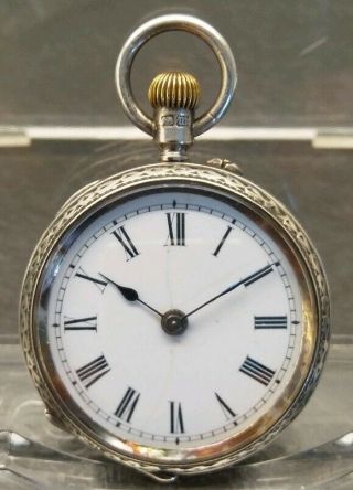 Antique Victorian Silver Open Faced Fob Watch.  1886 - 87.