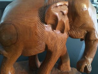 Vintage Hand Carved Teak Wood Elephant w/ Trunk 10x10 Thailand 2