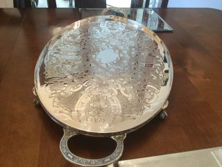Vintage Viners Silver Plated Chased Claw Footed Drinks Tray