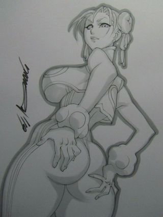 Chun Li Street Fighter Girl Sexy Busty Sketch Pinup - Daikon Art