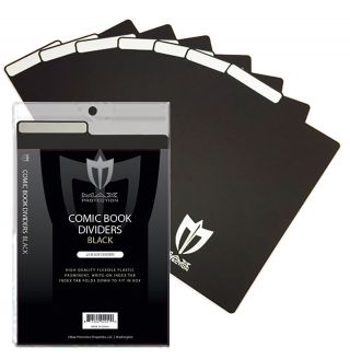 Pack Of 25 Max Pro Black Plastic Comic Book Dividers With Folding Write On Tab