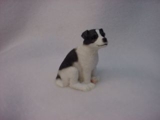 Jack Russell Smooth Dog Figurine Black B&w Hand Painted Miniature Small Mini