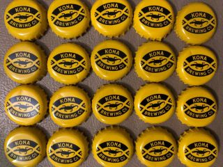 20 Kona Brewing Co.  Hawaii Beer Caps Lids Rare Yellow & Black Washed