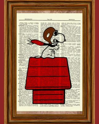 Snoopy Fighter Pilot Ace Peanuts Dictionary Art Print Picture Charlie Brown