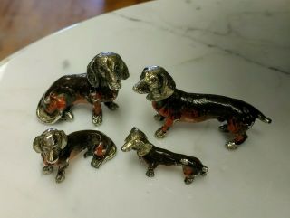 Vintage Enameled Metal Miniature Dachshund Dogs
