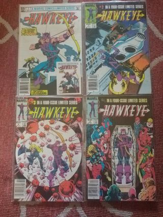Hawkeye 1 - 4 (sep 1983,  Marvel) All 9.  2,  With First Issue Card.