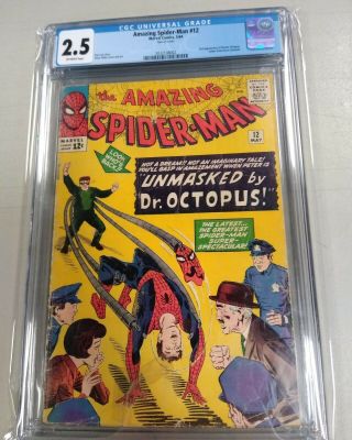 Spider - Man 12 Cgc 2.  5 1964 Marvel Comics 3rd Appearance Of Doc Octopus