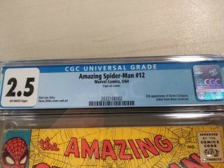 Spider - man 12 CGC 2.  5 1964 Marvel Comics 3rd Appearance of Doc Octopus 2