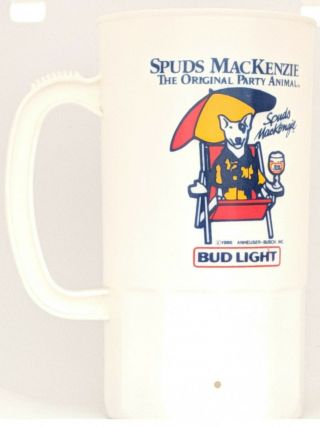 Vintage Budweiser Beer Spuds Mackenzie Bud Light Plastic Mug / Cup 1986