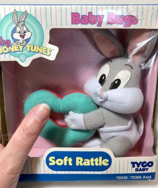 Vintage Looney Tunes Baby Bugs Bunny Tyco Plush Baby Rattle Brand 3