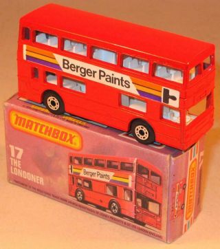 Matchbox Superfast No 17 The Londoner Bus " Berger Paints.  In Red Boxed