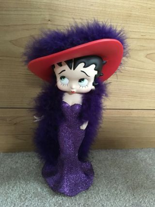 Betty Boop Resin Figurine 2004 Westland 6971 Purple Dress & Red Hat - 9 "