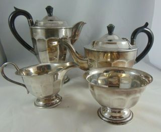 Vintage Art Deco 4 Piece Silver Plated Tea Service Sheffield England