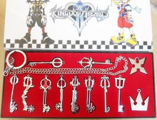 12pcs/set Kingdom Hearts Ii Key Blade Necklace Pendant,  Keyblade,  Keychain Silver