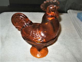 Vintage Standing Rooster Covered Trinket Bowl Candy Dish 9 " Tall