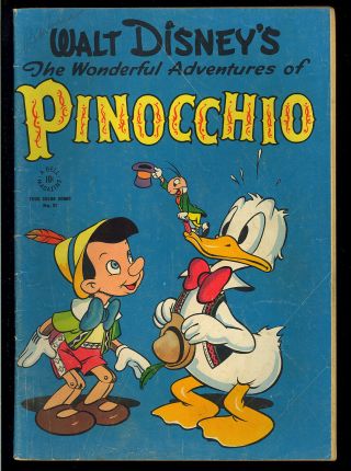 Four Color 92 (walt Disney’s Pinocchio) Donald Duck Dell Comic 1945 Vg -