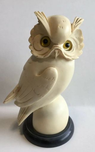 Golden Crown E&r Italy A.  Giannelli Carved Alabaster Owl Figurine