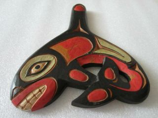 Antique Northwest Coast First Nations Bc Canada Haida Orca Wood Carving