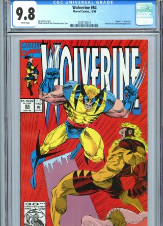 Wolverine 64 Cgc 9.  8 White Pages Sabretooth App Marvel Comics 1992