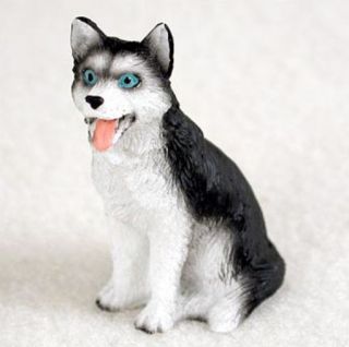 Siberian Husky Black White (blue Eyes) Tiny Ones Dog Figurine Statue Resin