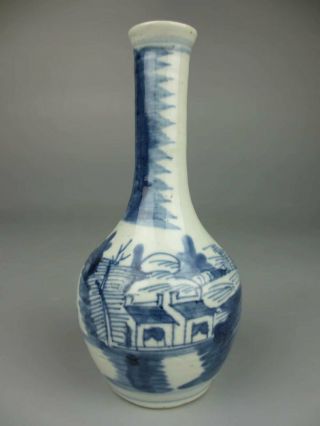 Antique Chinese Porcelain 19th Blue And White Landscape Vase