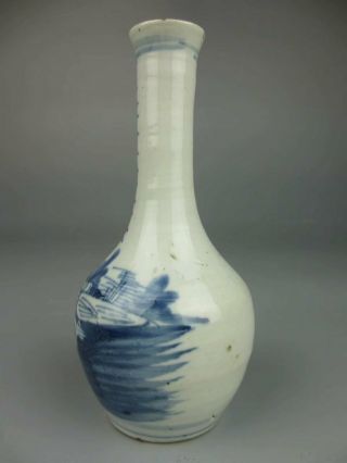 Antique Chinese porcelain 19th blue and white landscape vase 2