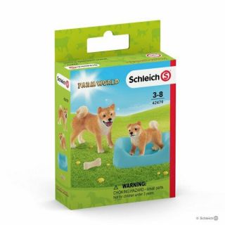 Shiba Inu Mother Dog & Puppy Sweet Strong Schleich Anywheres A Playground