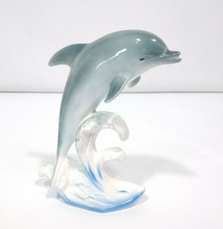 Vintage Ceramic Dolphin Figurine Jumping Out Of Water
