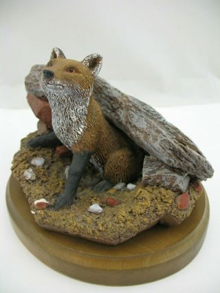 Martha Carey Marty Fox Figurine: Bird Watcher,  Dark Fox