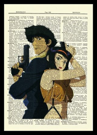 Cowboy Bebop Anime Dictionary Art Print Poster Spike Spiegel Faye Valentine