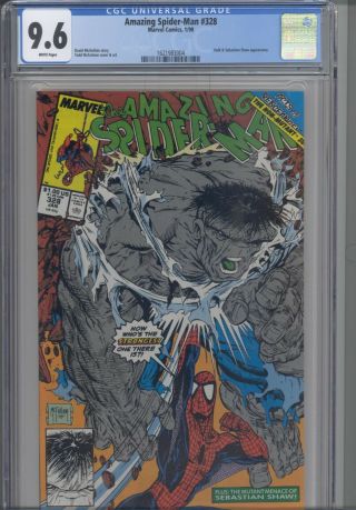 Spider - Man 328 1990 Marvel Cgc 9.  6 Hulk & Sebastain Shaw App: Frame