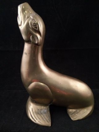 Vintage Brass Approx 7 " Seal Sea Lion Marine Paper Weight Figurine (l50)