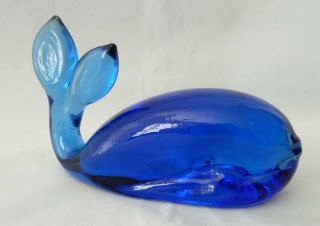 Cobalt Blue Whale Art Glass Handmade Moby Dick Collectible
