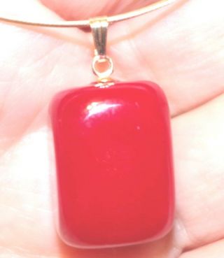 Red Jade Vintage Gorgeous 14k Large 34 Mm Focal Point Drop Pendent Aa