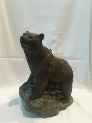 Vtg Big 12 " Tall Realistic Detail Grizzly Bear Candle Wax 12 " Decor Sculpture