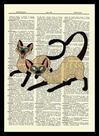 Siamese Cats Lady And The Tramp Dictionary Art Print Poster Picture Disney Si Am