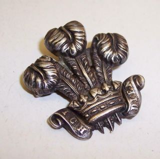 Vintage/antique Silver Sweetheart Prince Of Wales Feathers Brooch Ich Dien Motto