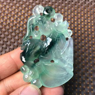 Chinese Ice Green Jadeite Jade Rare Collectible Handwork Fortune Kylin Pendant