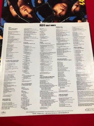 Kiss Crazy Nights LP ALL TAKE A LOOK AT THIS ONE WOW HURRY 4