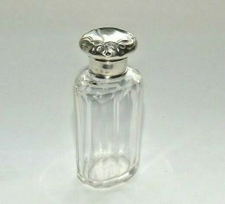 Antique Victorian Solid Silver Sterling & Glass Scent Perfume Bottle B/ham 1898