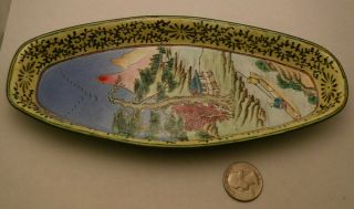 Vintage Antique Chinese China Enamel On Copper Peking 8.  5 " Enamelware Tray Dish