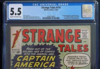 Strange Tales 114 CGC 5.  5 1st SA Captain America,  Torch vs Cap Nov.  1963 3