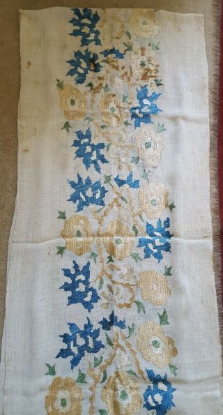 Antique Chinese/asian Silk Embroidery On Linen Panels