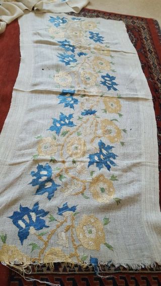 Antique Chinese/Asian Silk Embroidery On Linen Panels 4