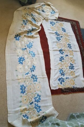 Antique Chinese/Asian Silk Embroidery On Linen Panels 6