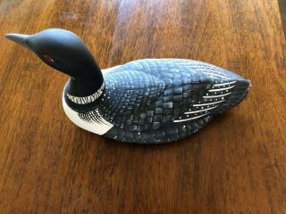 8 " Common Loon Statue Handpainted Resin Figurine For Mantle Or Shelf Northern