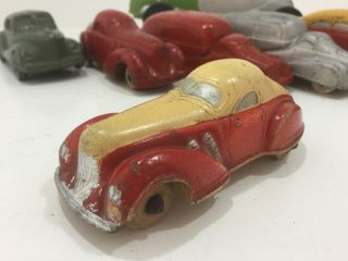 Vintage 27 Sun Rubber Toy 1940s Stream Liner Sedan Usa 4” Red Cream