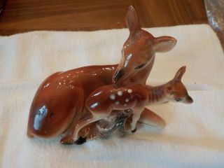 Vintage Victoria Ceramics Doe And Fawn Deer Made In Japan