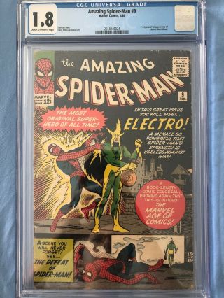 Spider - Man 9 Cgc 1.  8 Origin And 1st Appearance Of Electro (max Dillon)